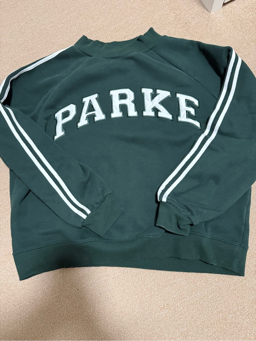 Parke sport stripe mock neck forest green